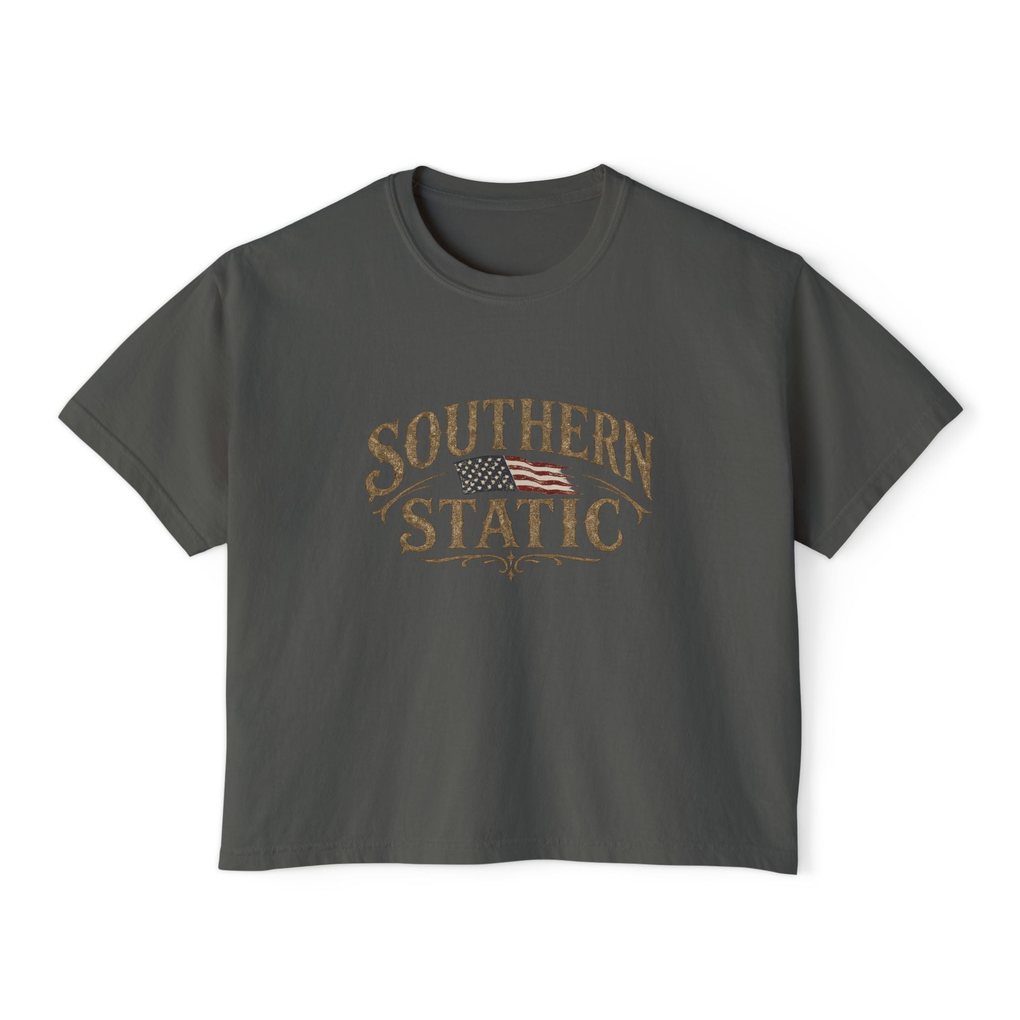 Southern Static Women's Boxy Tee — Vintage Americana Graphic Cropped T‑Shirt