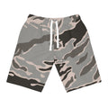 Camo Performance Athletic Shorts — Neutral Tigerstripe All-Over Print