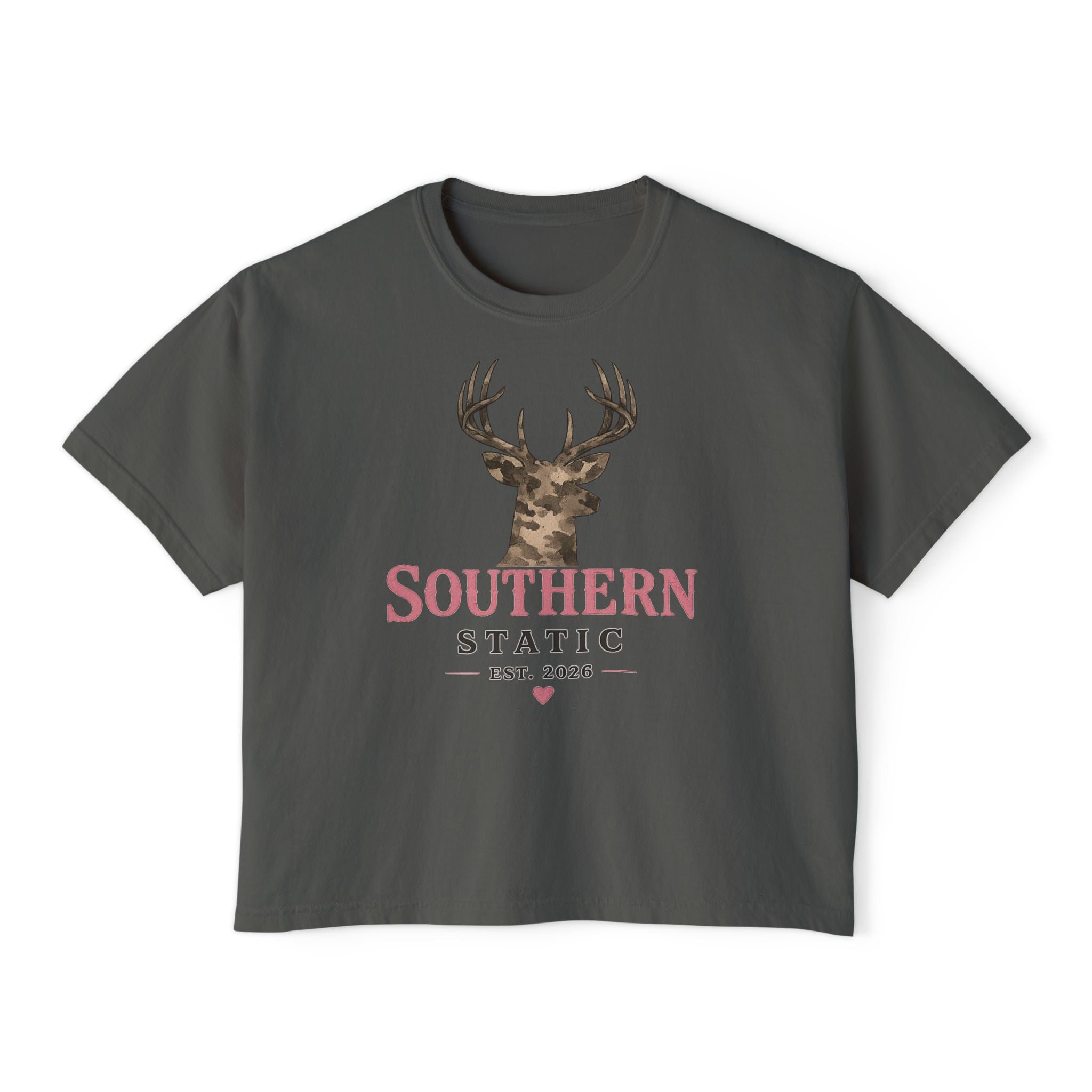 Southern Static Deer Graphic Tee — Women's Boxy T-Shirt
