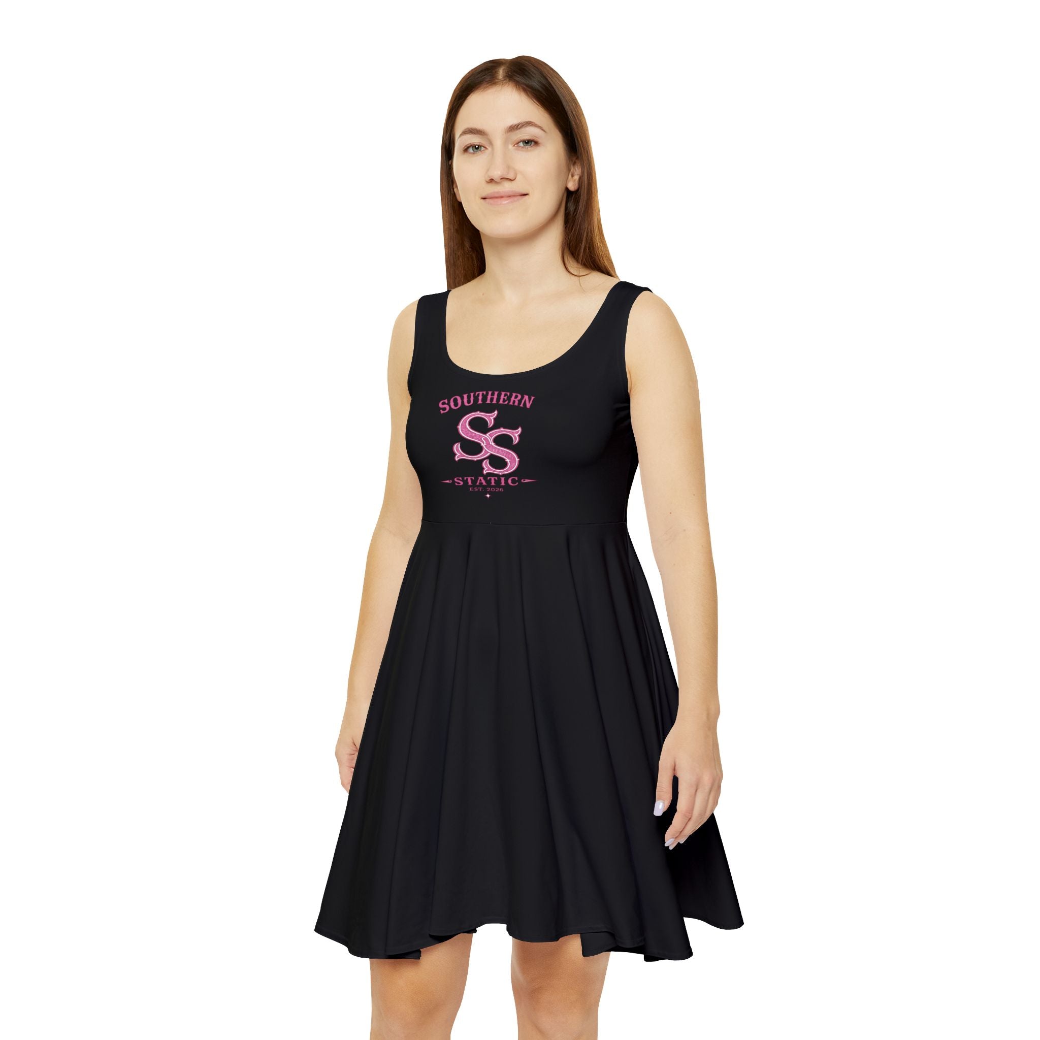 Southern Static Logo Skater Dress – Black Graphic