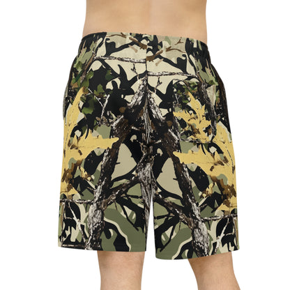 Camo Hunting Athletic Shorts — Realtree Woodland Print Long AOP