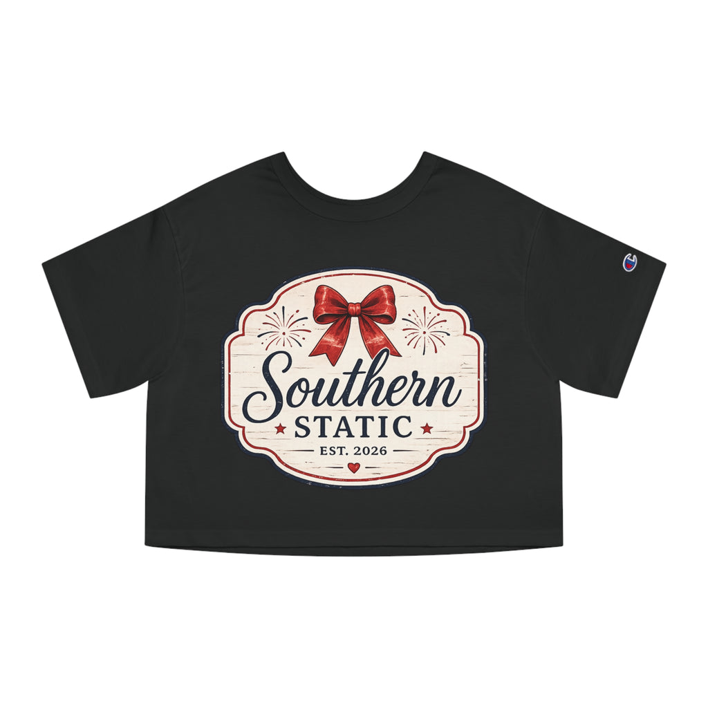 Women’s Southern Static Cropped T-Shirt — Retro Ribbon Logo Women's Tee