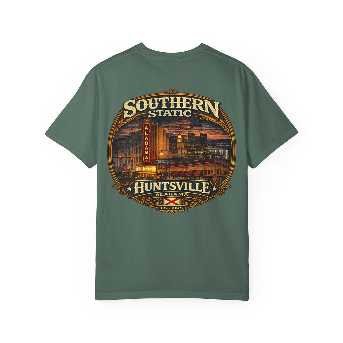 Huntsville Alabama Southern Static T-Shirt — Vintage City Skyline Tee