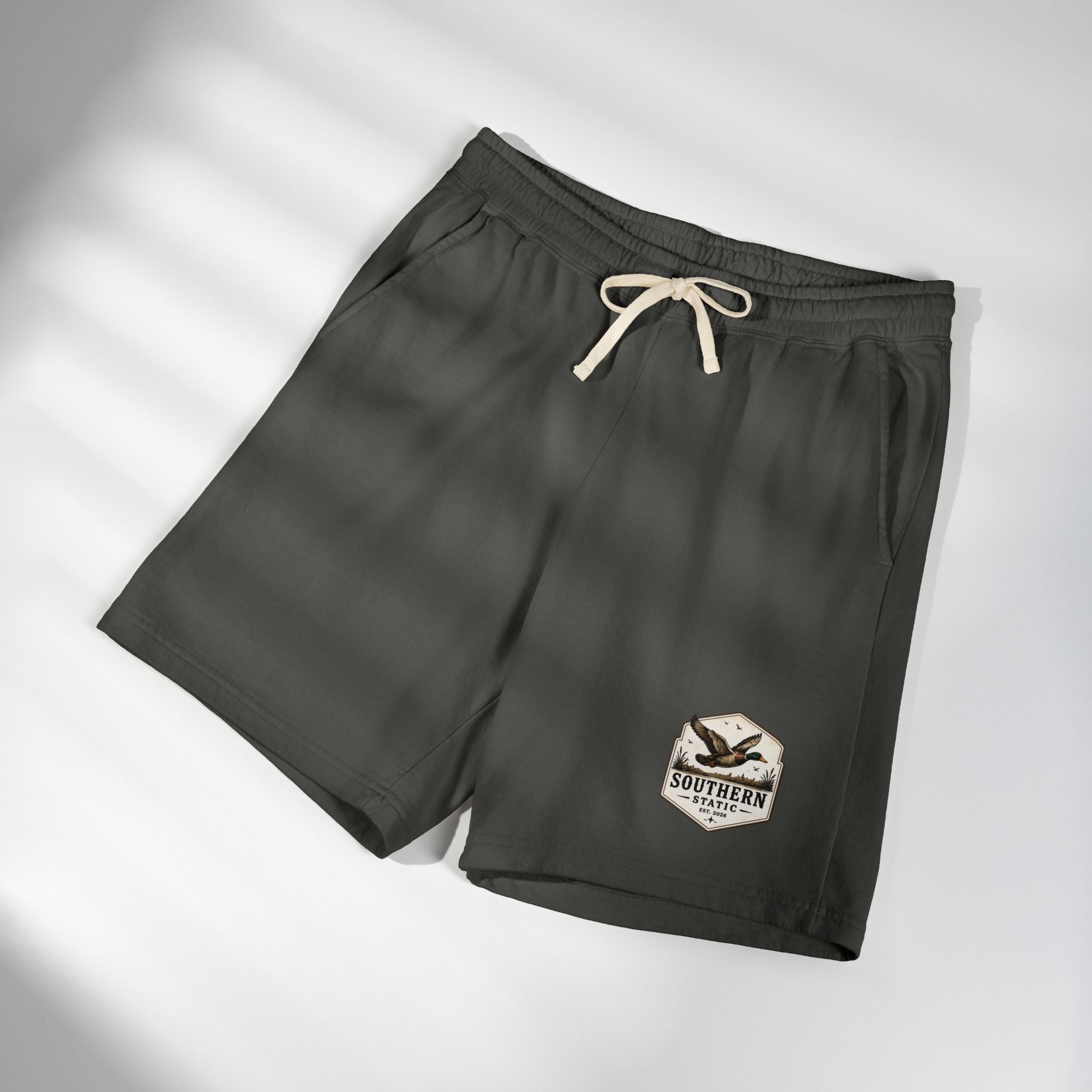 Lightweight Garment-Dyed Fleece Sweat Shorts — Southern Retreat Logo