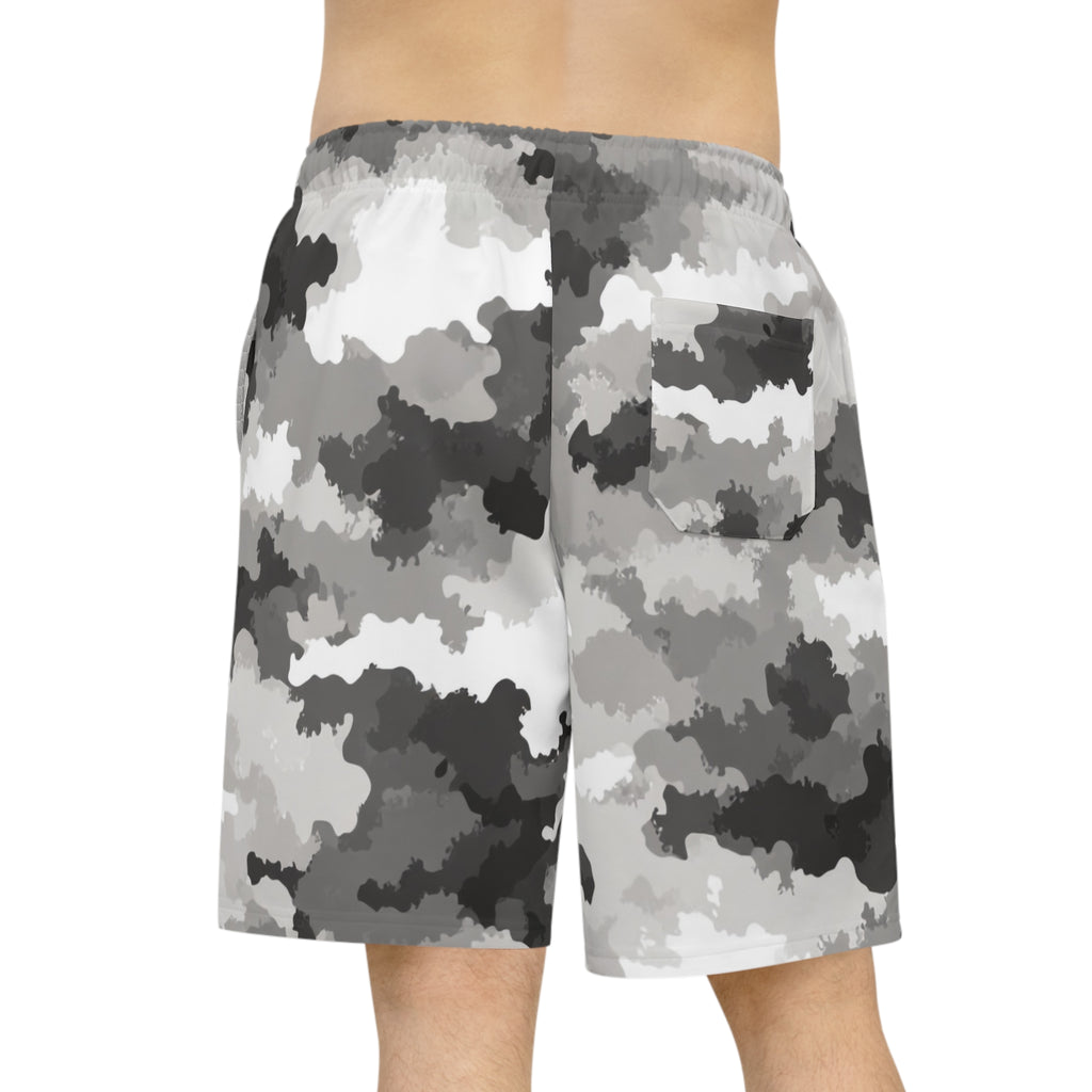 Gray Camo Athletic Long Shorts — Southern Savages Logo