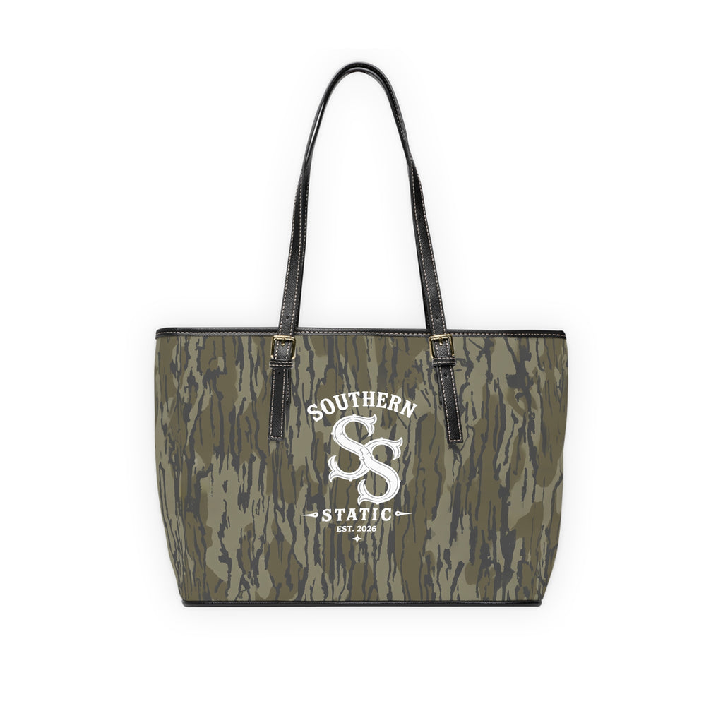 Camo PU Leather Shoulder Bag — Southern Static Logo Tote