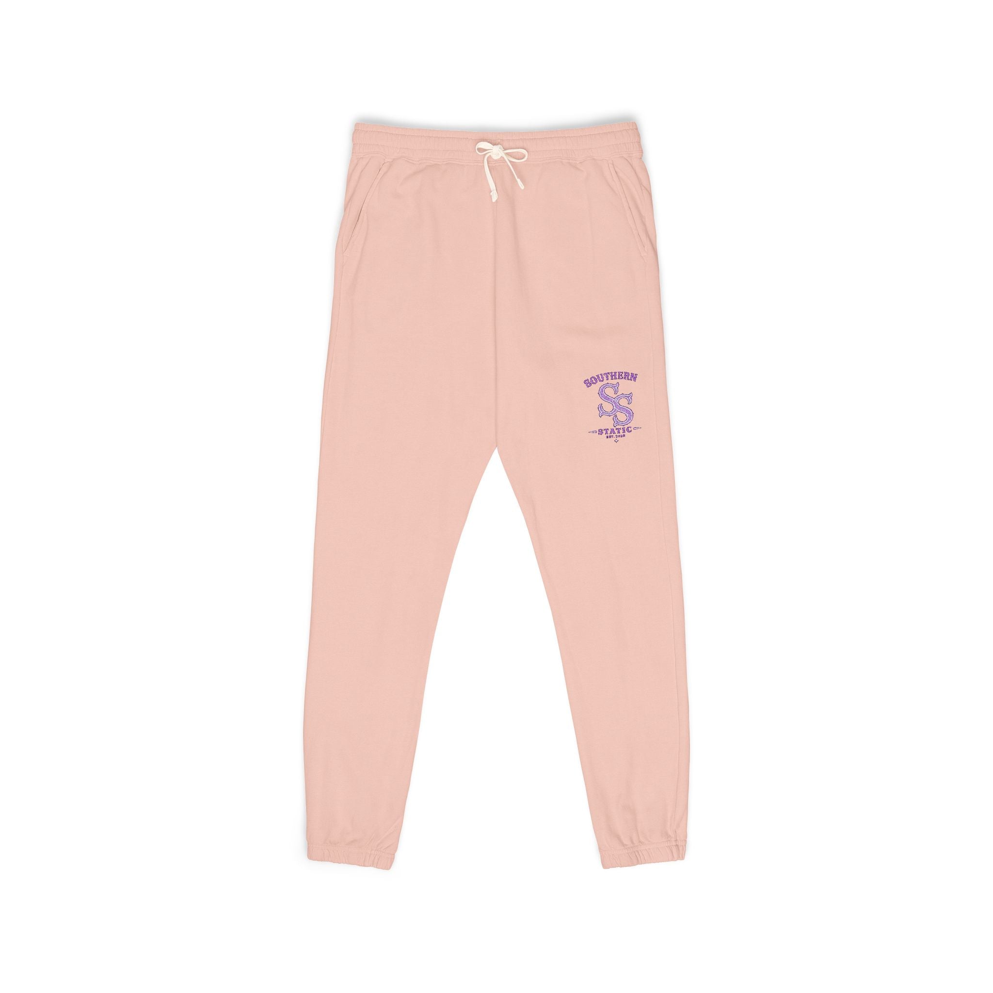 Embroidered 'S' Floral Sweatpants – Garment-Dyed Fleece Joggers