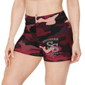 Women's Camo Athletic Shorts — Maroon Camouflage with Southern Static Logo