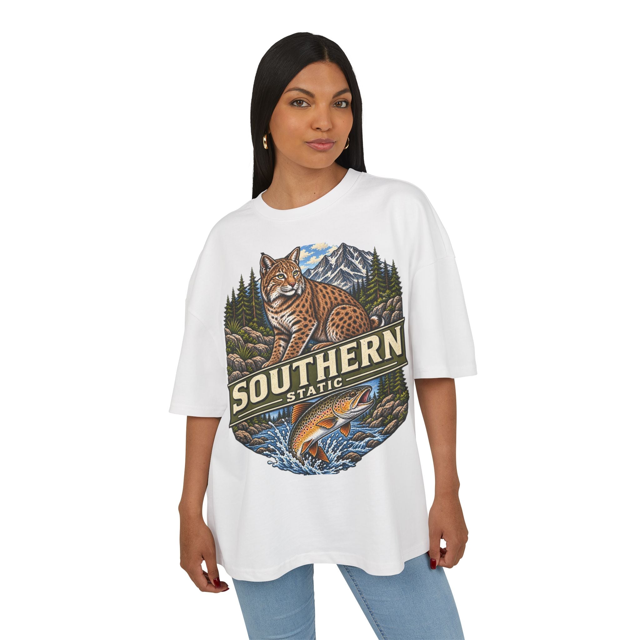 Southern Static Wildlife Tee — Bobcat & Trout Outdoor Graphic Shirt