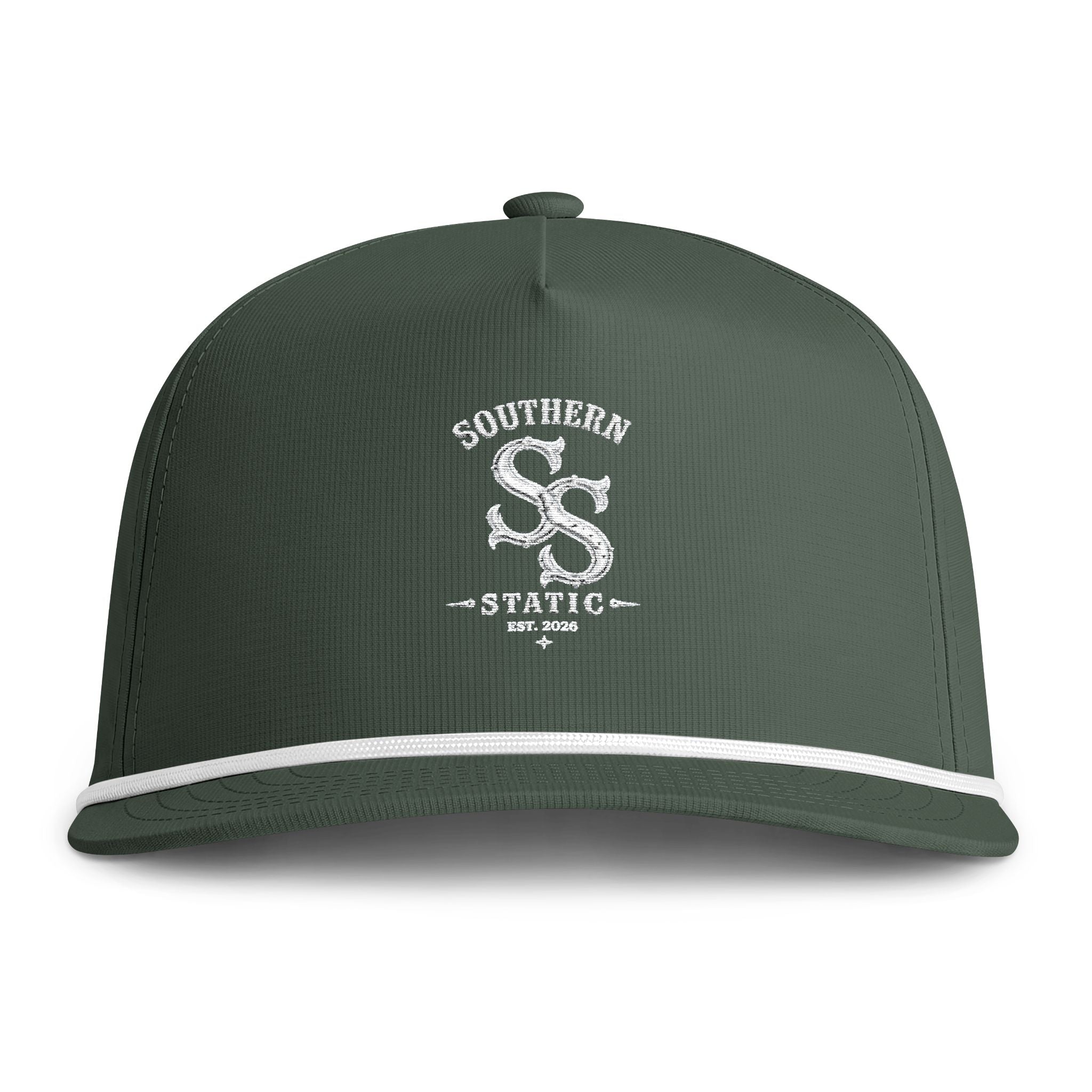 Rope-Trim Hat — Sunwashed "Southern Static" Logo Cap