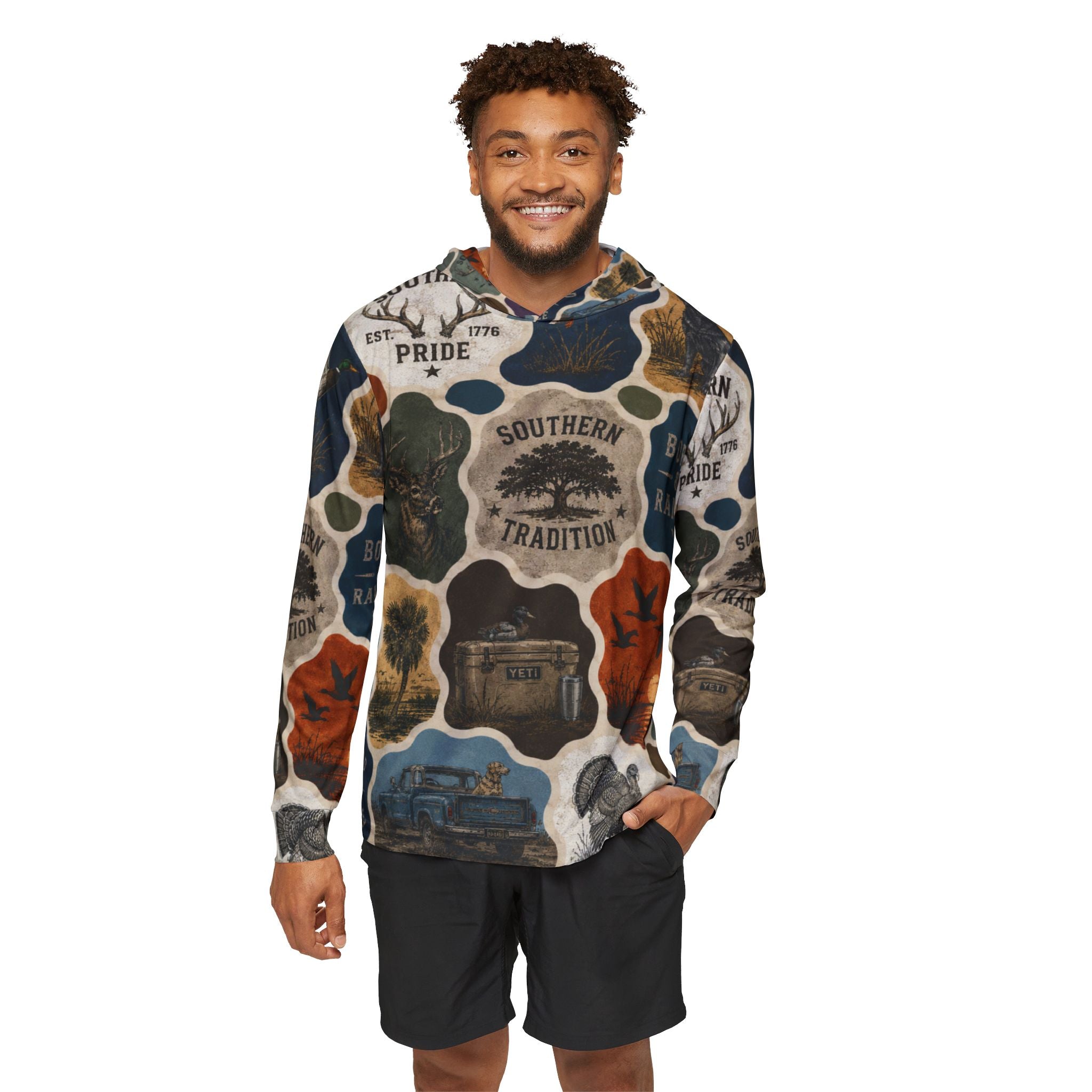 Southern Tradition Hoodie — All-Over Print Vintage Americana Warmup