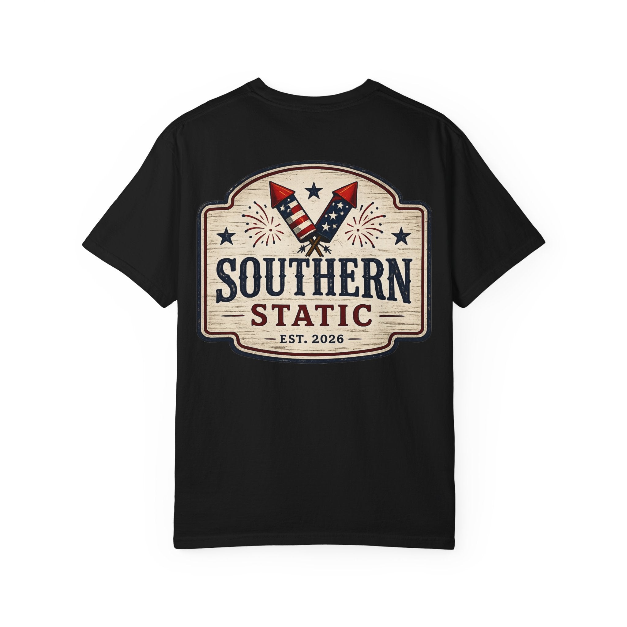 Men’s Southern Static T-Shirt — Patriotic Fireworks Logo Tee