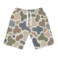Neutral Camo Pattern Athletic Long Shorts | Desert Camouflage Print