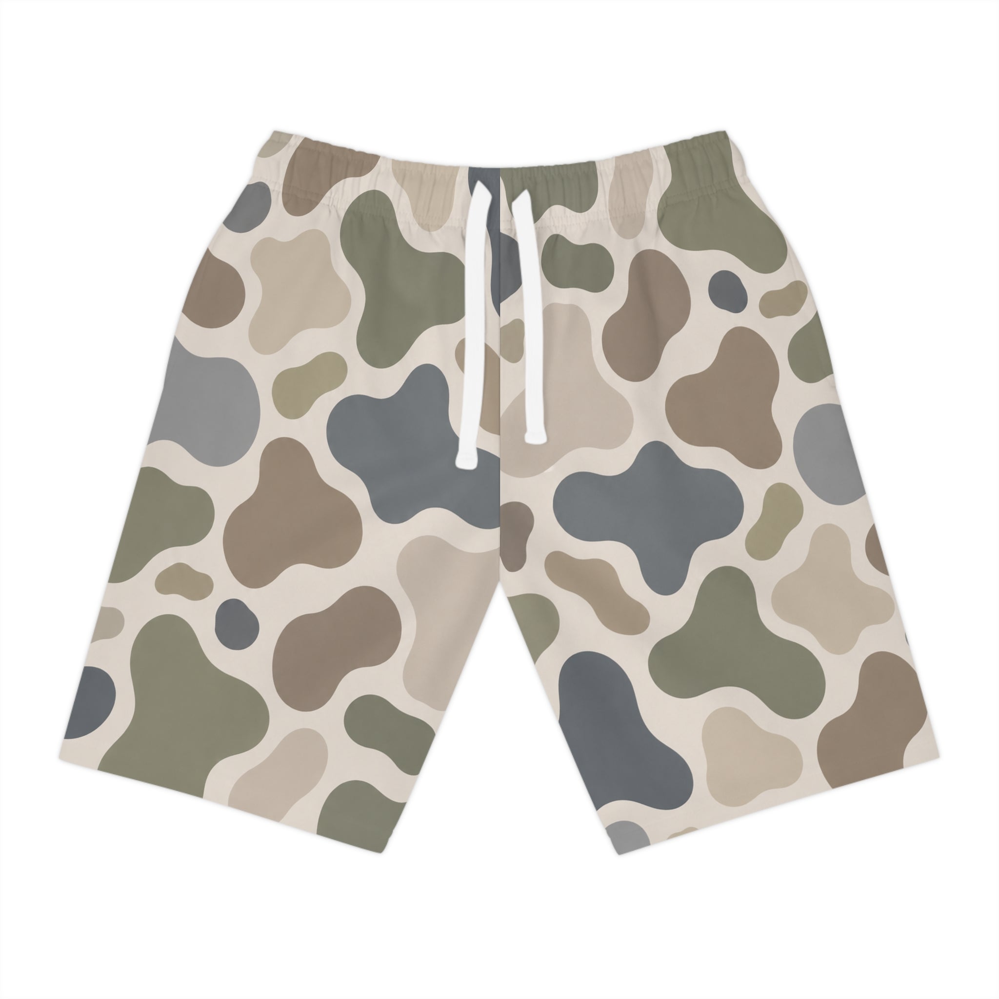 Neutral Camo Pattern Athletic Long Shorts | Desert Camouflage Print