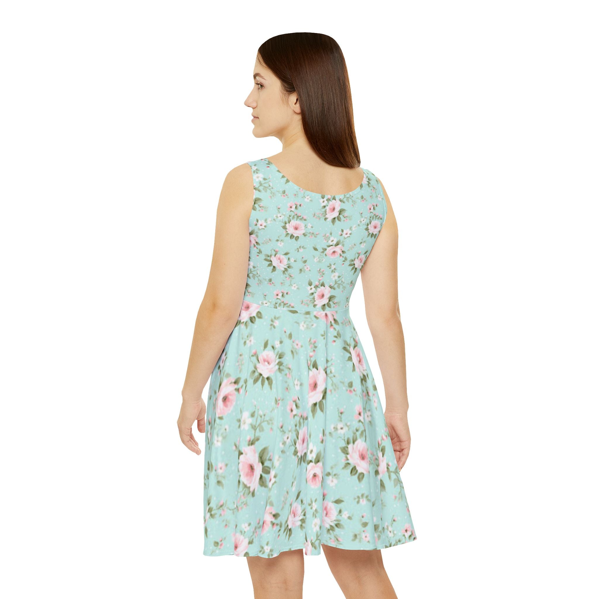 Floral Mint Skater Dress — Vintage Rose AOP