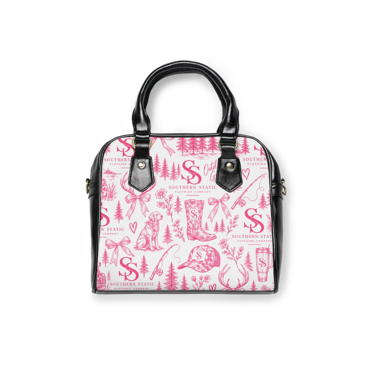 Pin Icons Shoulder Handbag — Cowboy Boots, Horses & Rodeo Print Purse