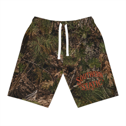 Camo Athletic Long Shorts — Southern Static Logo All-Over Print