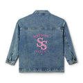 Women's Denim Jacket — Pink 'SS' Embroidered Back Logo, Casual Vintage Jean Jacket