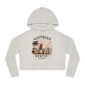 Southern Static Cropped Hoodie – Coastal Sunset Graphic