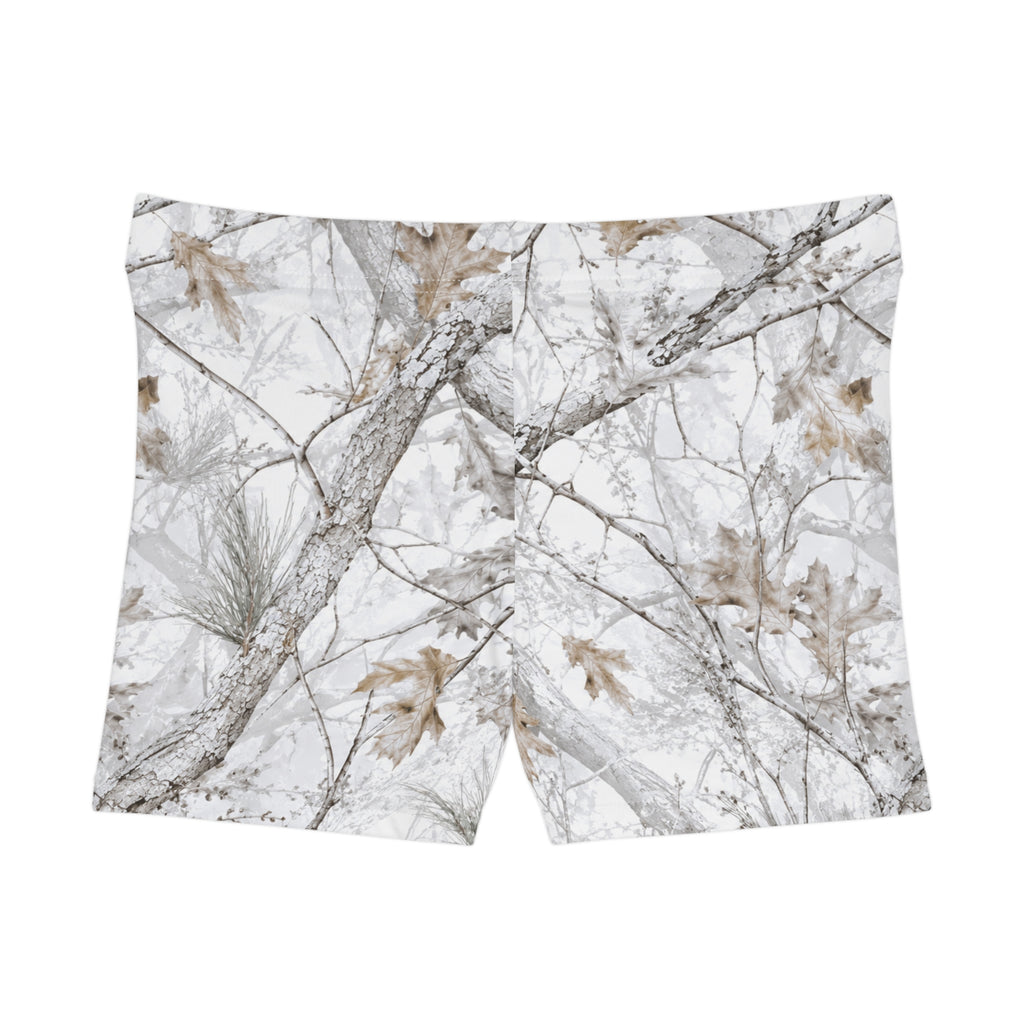 Camo Winter Oak Women's Shorts — Snowy Woodland All-Over Print