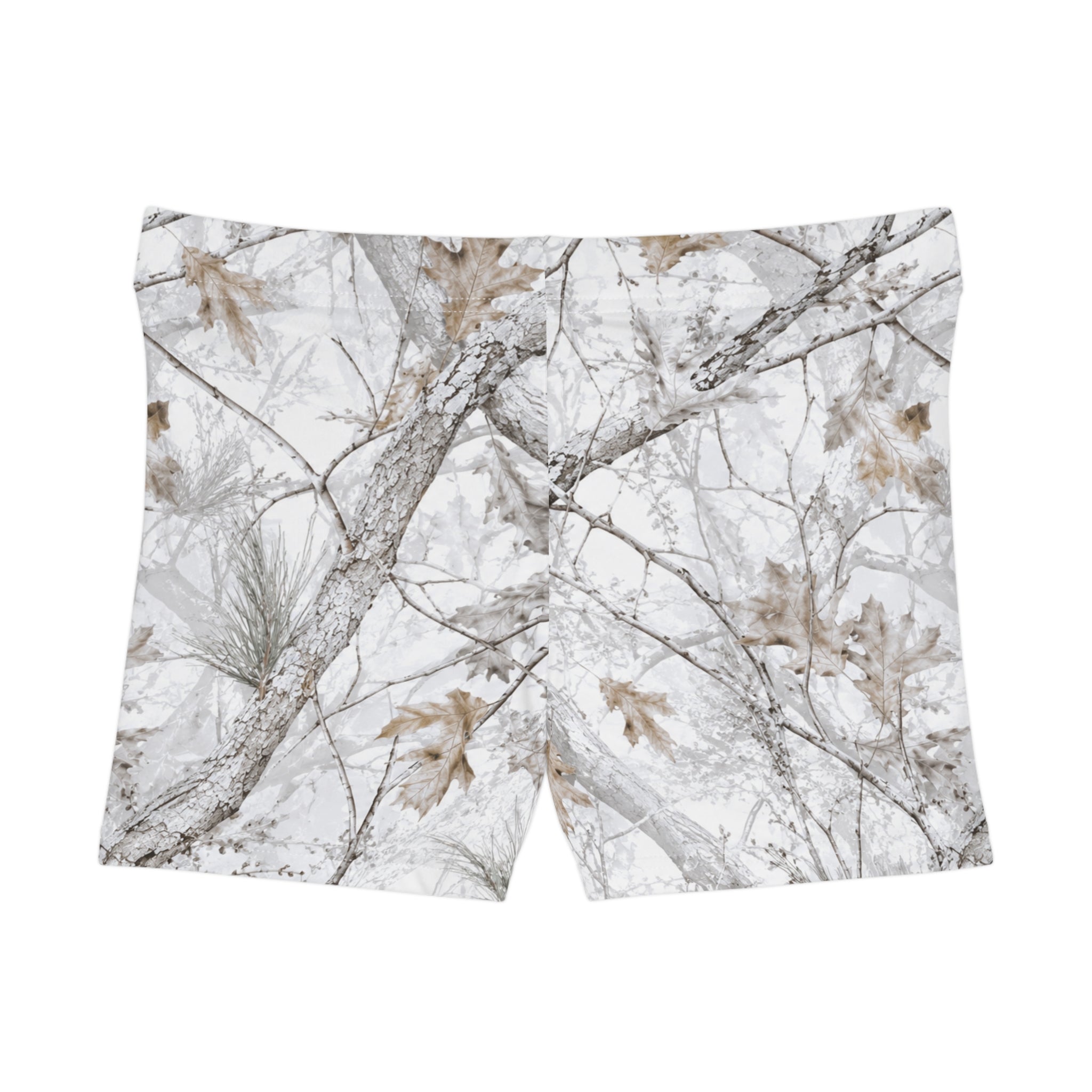 Camo Winter Oak Women's Shorts — Snowy Woodland All-Over Print