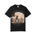 Southern Static Fishing T-Shirt — Woman & Dog Beach Sunset Tee