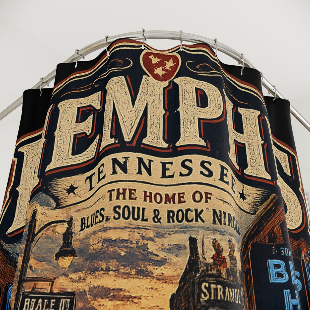 Memphis Tennessee Music Scene Shower Curtain | Blues Soul Rock n Roll