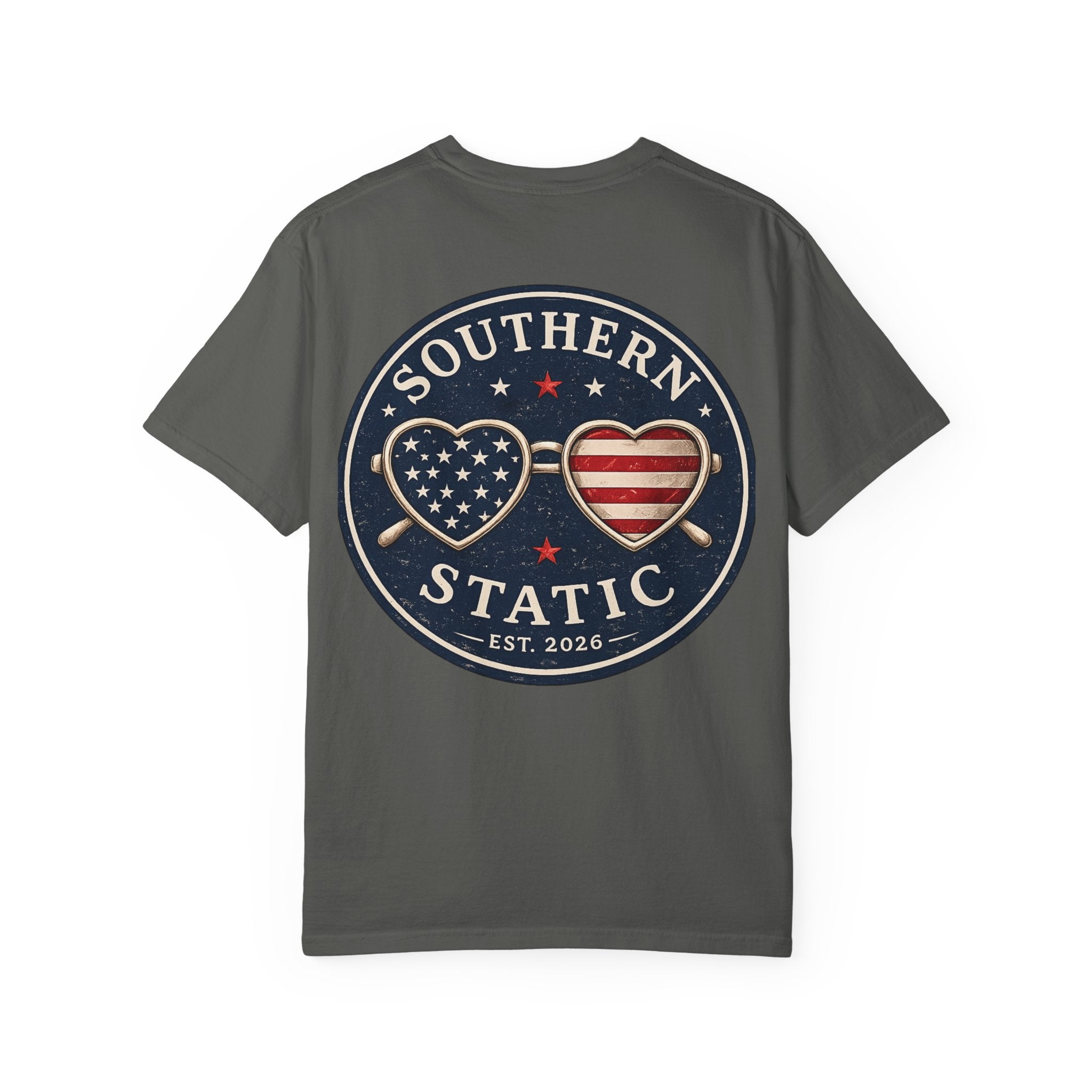 Women’s Southern Static Vintage Flag Heart Sunglasses T‑Shirt