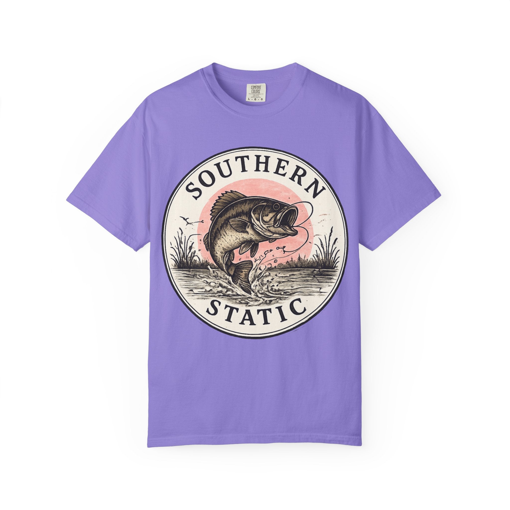 Bass Fishing Graphic T-Shirt — "Southern Static" Vintage Pond Logo