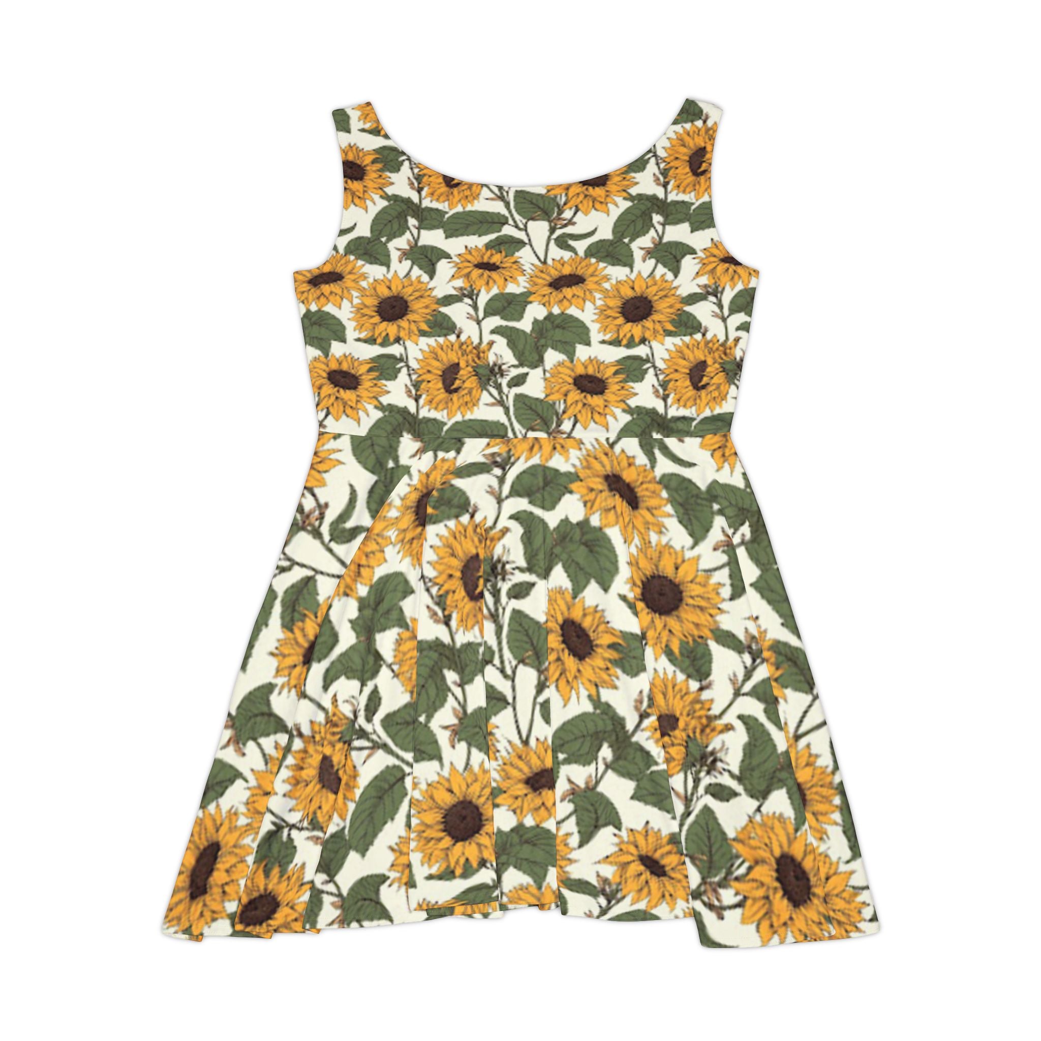 Sunflower Crop-Top Skater Dress — Floral Summer Dress for Women