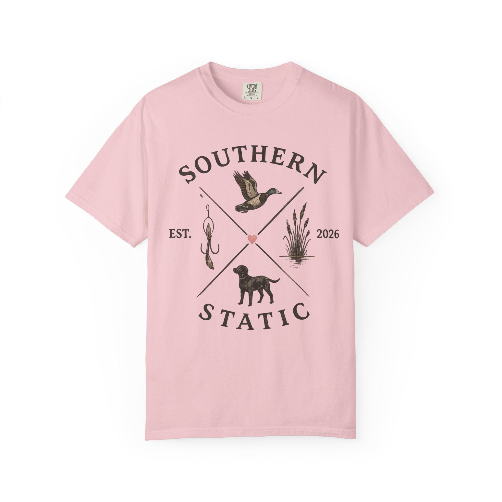 Southern Static Fishing & Hunting T-Shirt — Outdoor Dog, Duck & Marsh Graphic