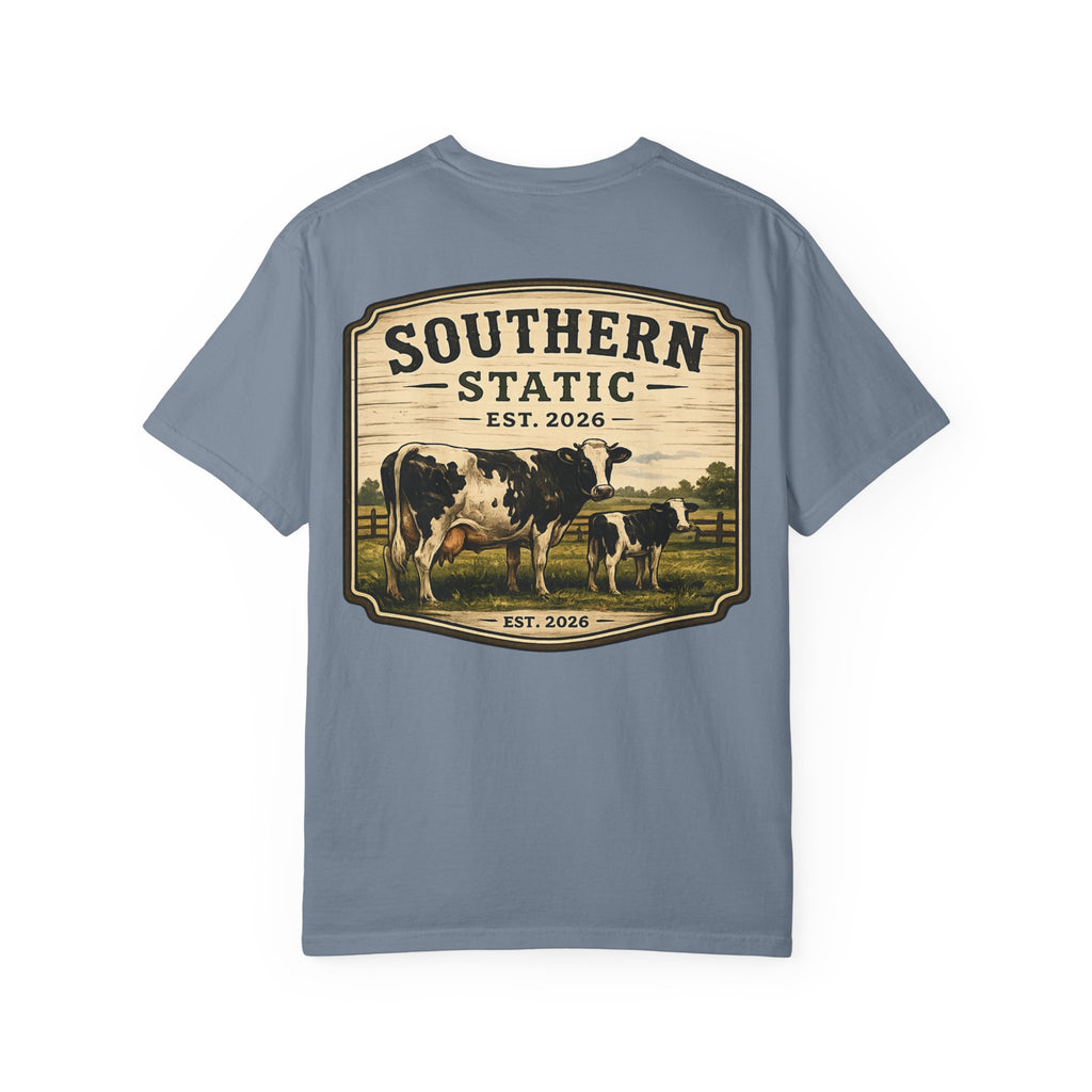 Southern Static Cow Farm T-Shirt — Vintage Ranch Graphic Tee