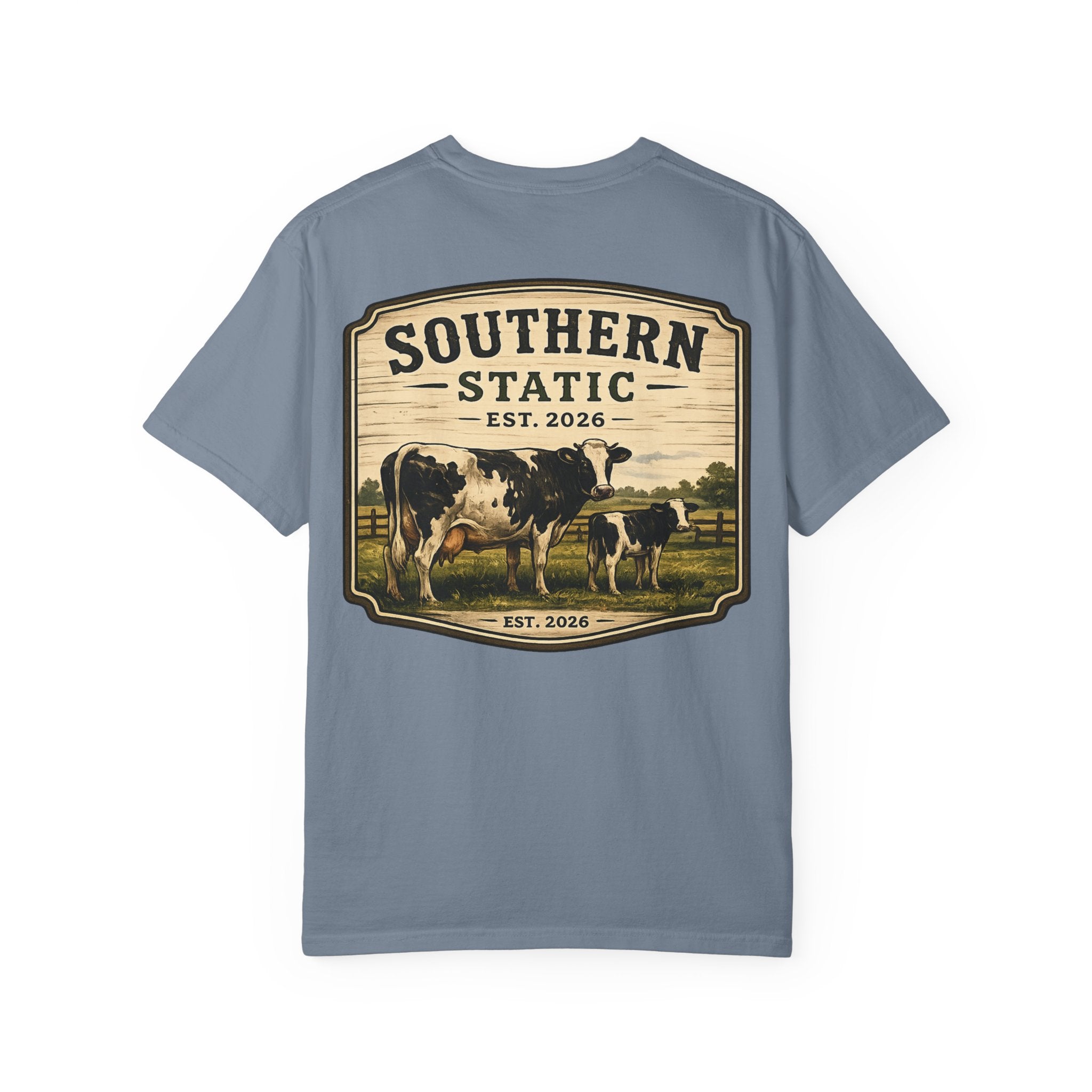Southern Static Cow Farm T-Shirt — Vintage Ranch Graphic Tee