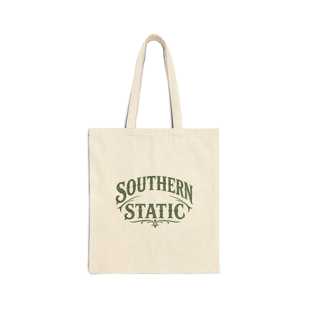 Southern Static tote bag | vintage script logo, canvas market tote