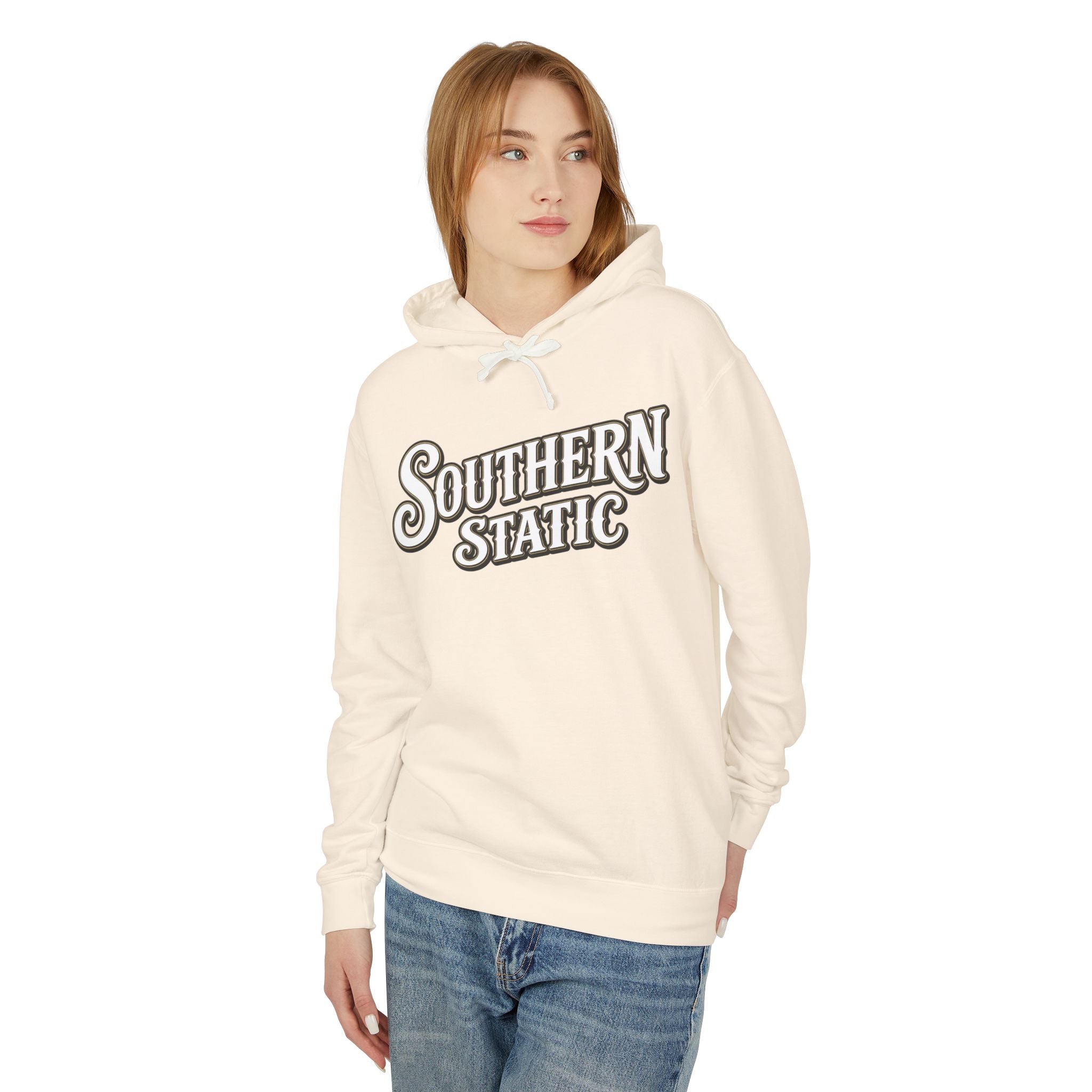 Southern Static Hoodie — Retro Script Pullover Sweatshirt