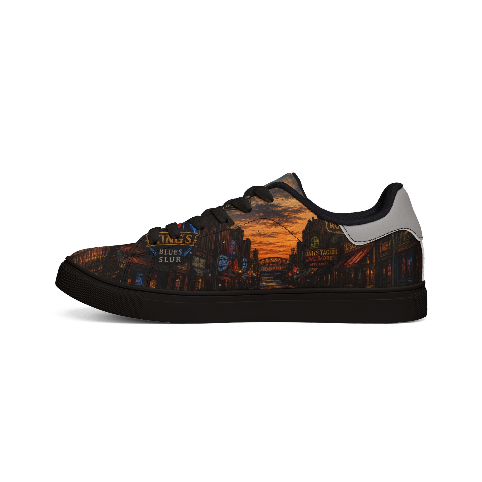 City Skyline at Dusk Sneakers | Low-Top Leather Shoes