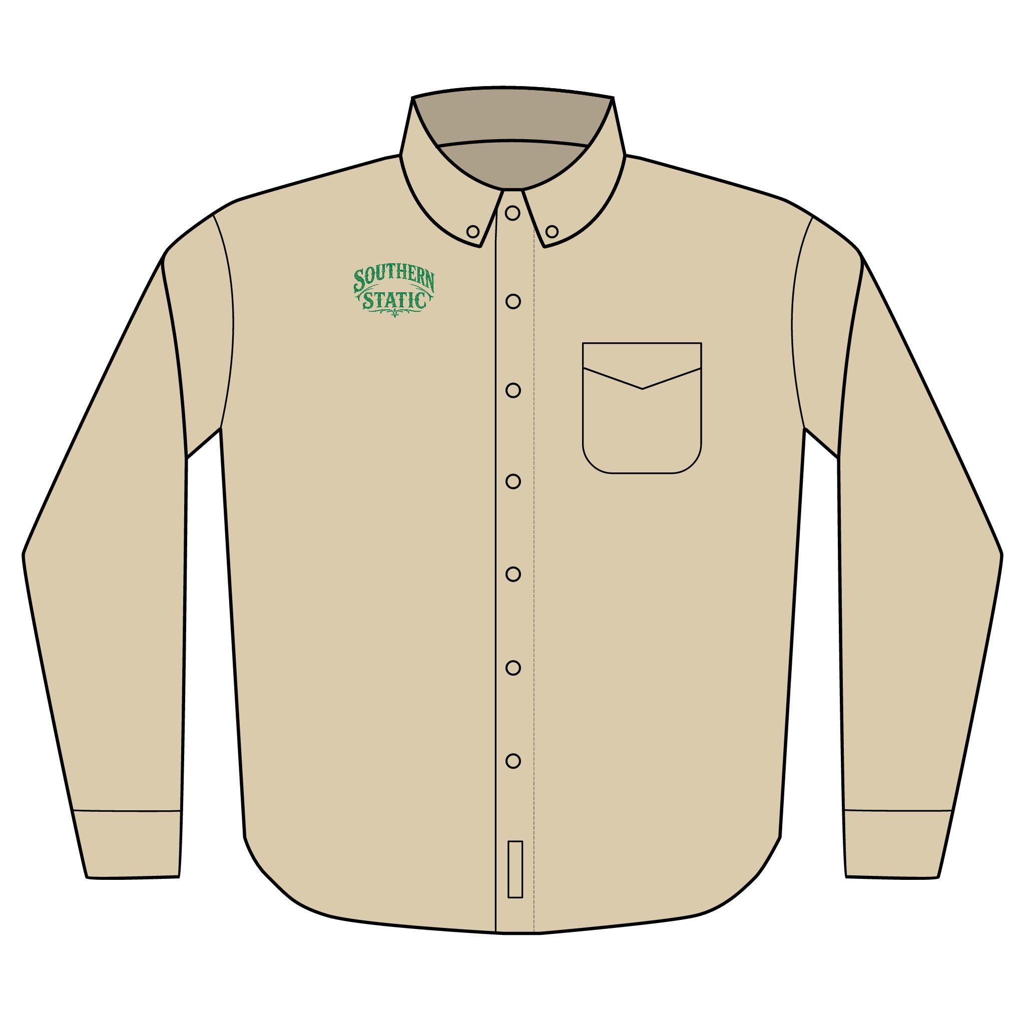 Sprinkles & Static logo Embroidered Long Sleeve Shirt | Work Button-Up
