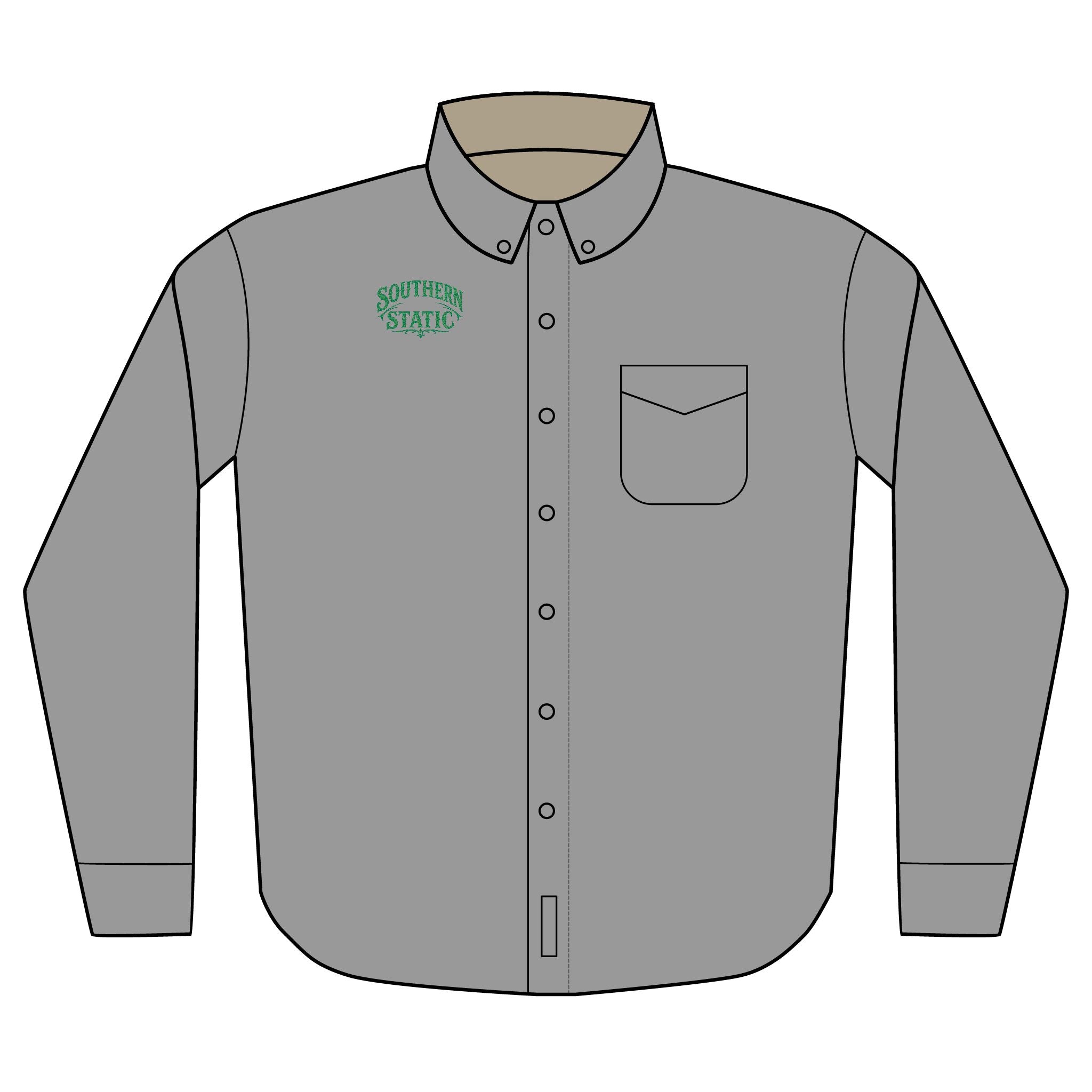 Sprinkles & Static logo Embroidered Long Sleeve Shirt | Work Button-Up