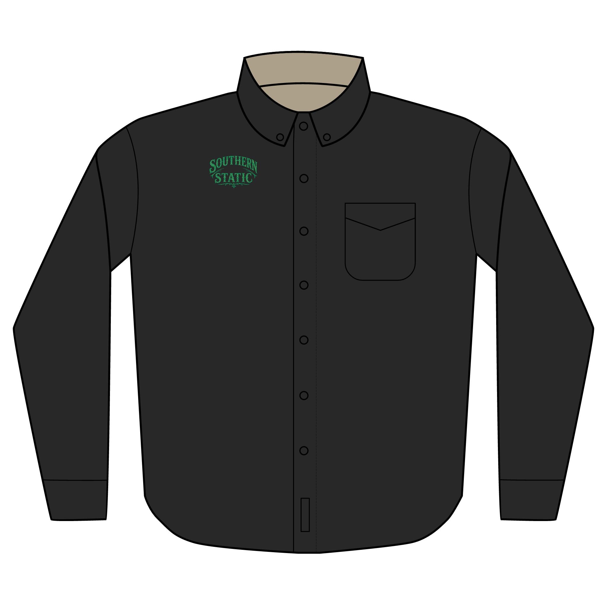 Sprinkles & Static logo Embroidered Long Sleeve Shirt | Work Button-Up