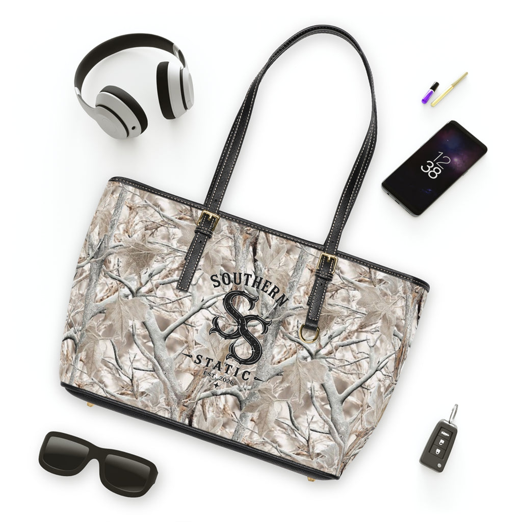 Camo PU Leather Shoulder Bag - Southern Static Logo Tote