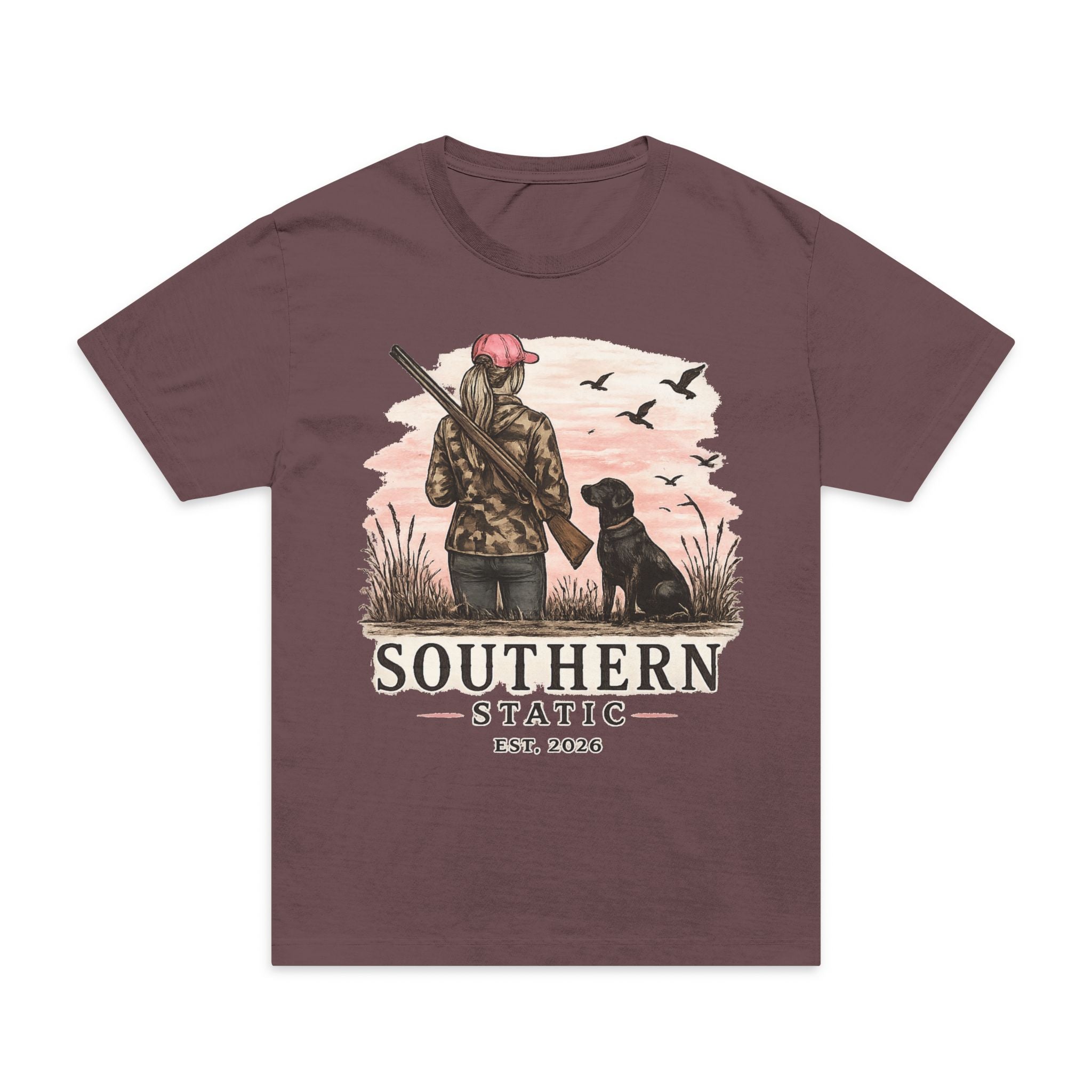 Girl’s T-Shirt — Southern Static Hunting Graphic Tee (dog, hunter, est. 2016)