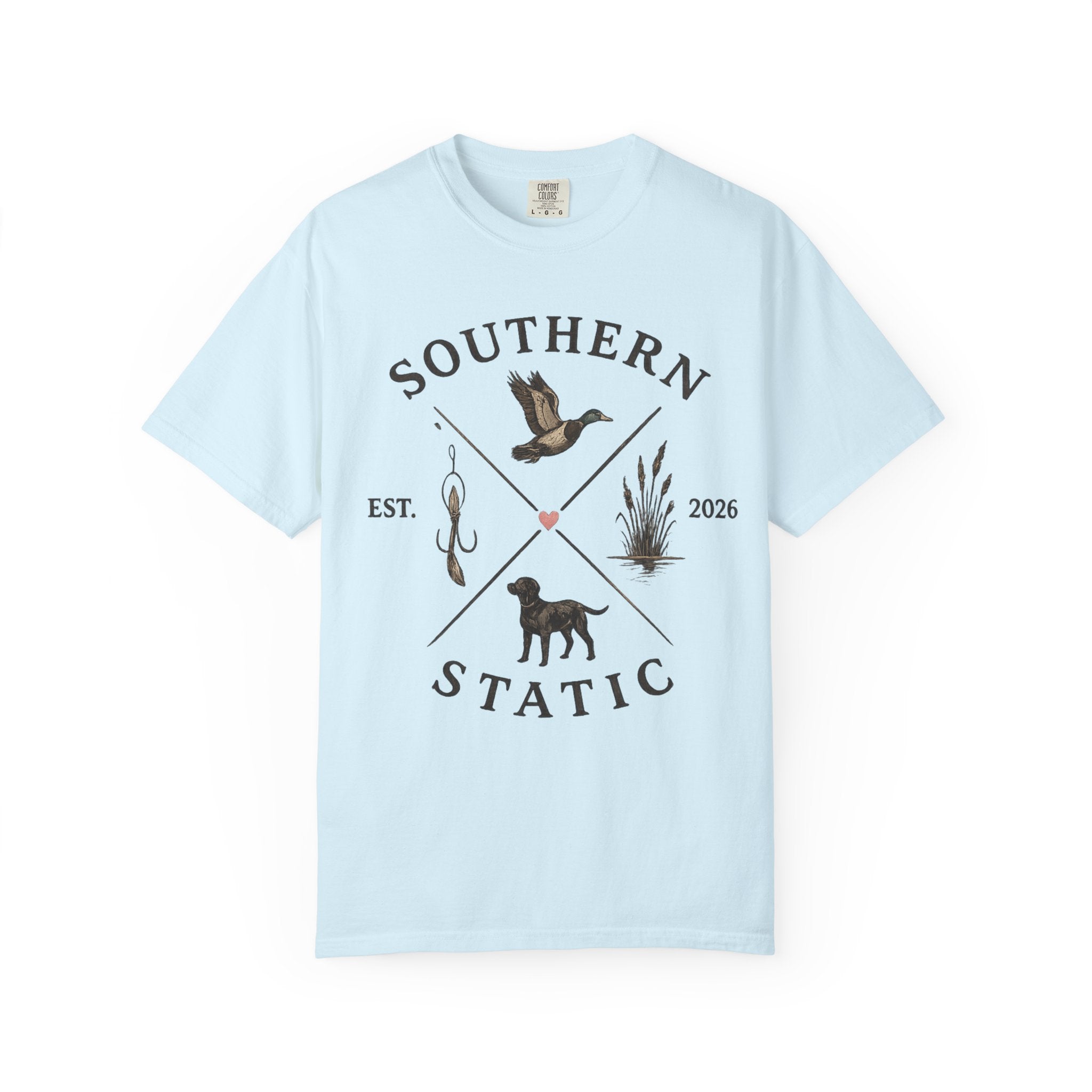 Southern Static Fishing & Hunting T-Shirt — Outdoor Dog, Duck & Marsh Graphic