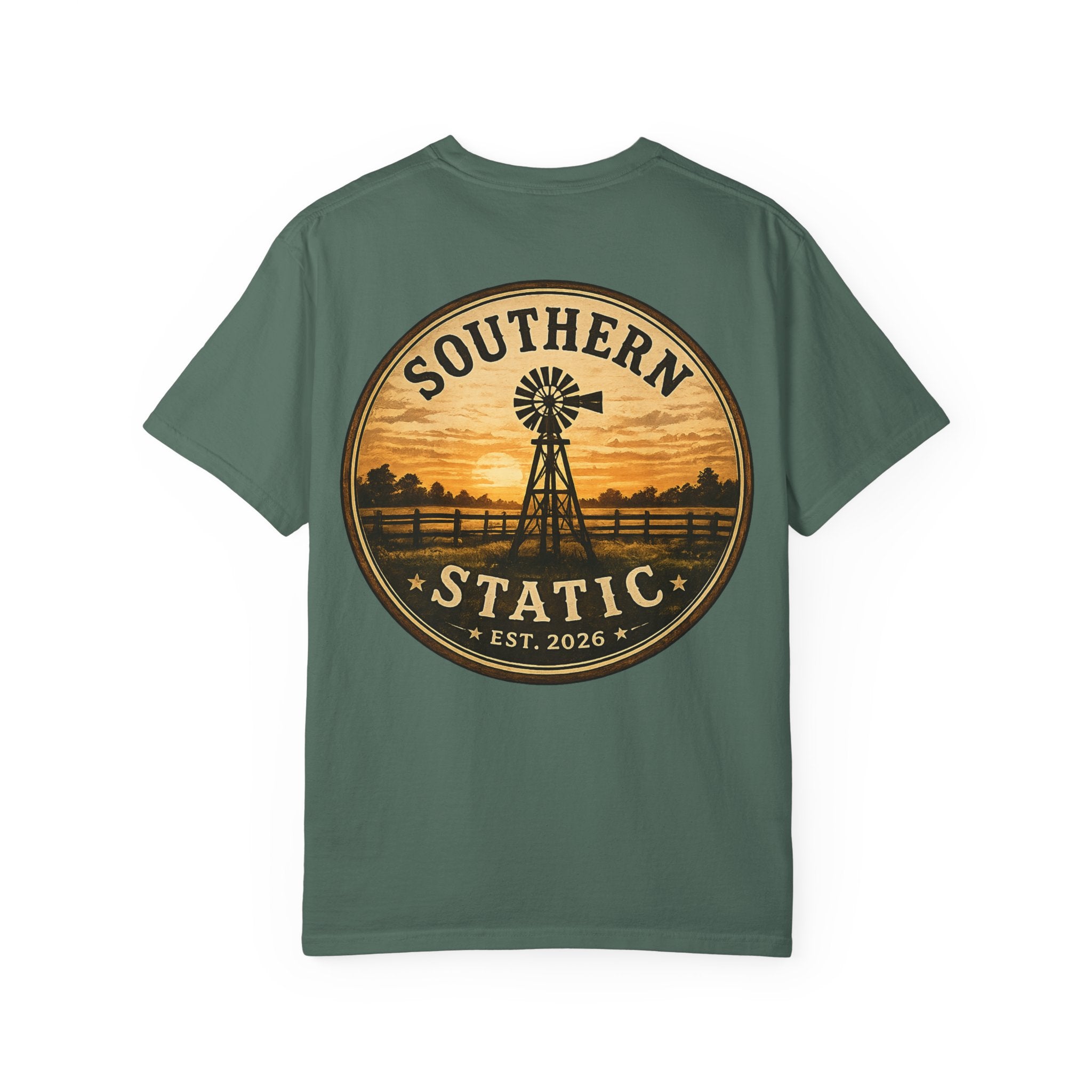 Southern Static Windmill T-Shirt — Vintage Sunset Graphic Tee