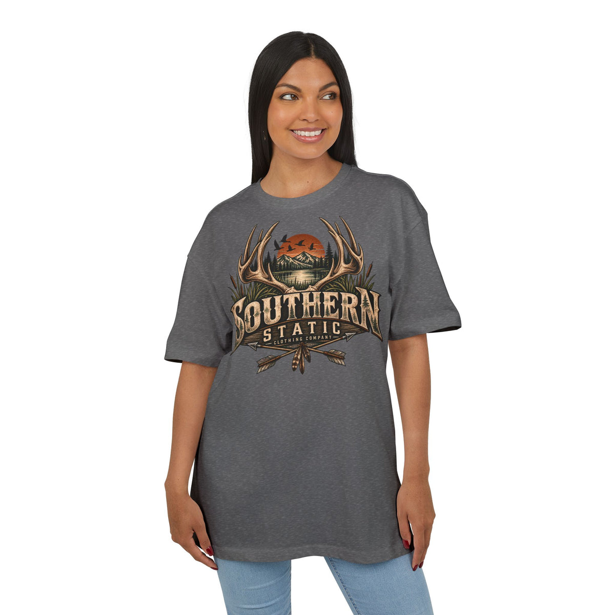 Southern Static Graphic Tee — Vintage Hunting Antlers Shirt