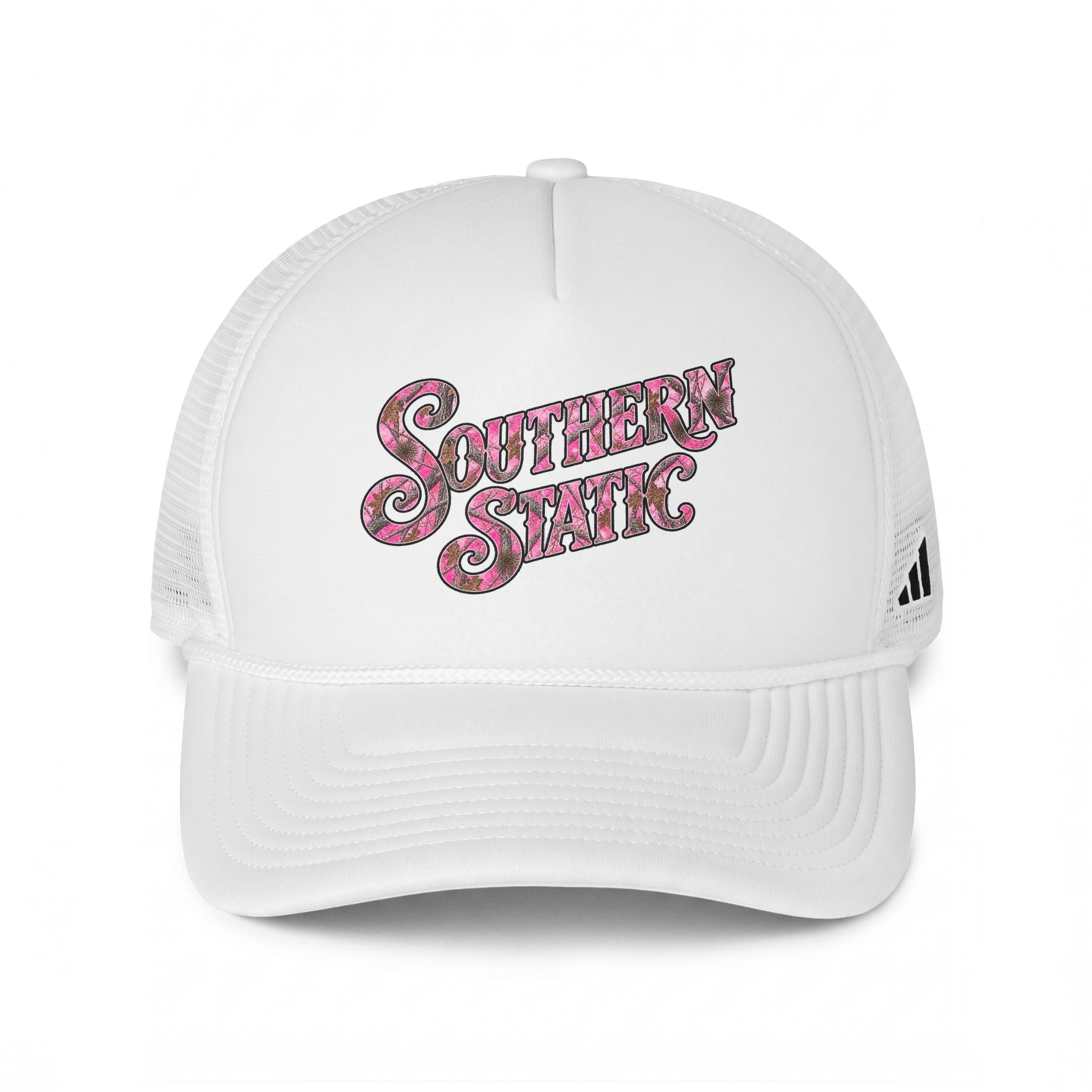 Trucker Cap - "Southern Static" Pink Camo Logo Mesh Hat