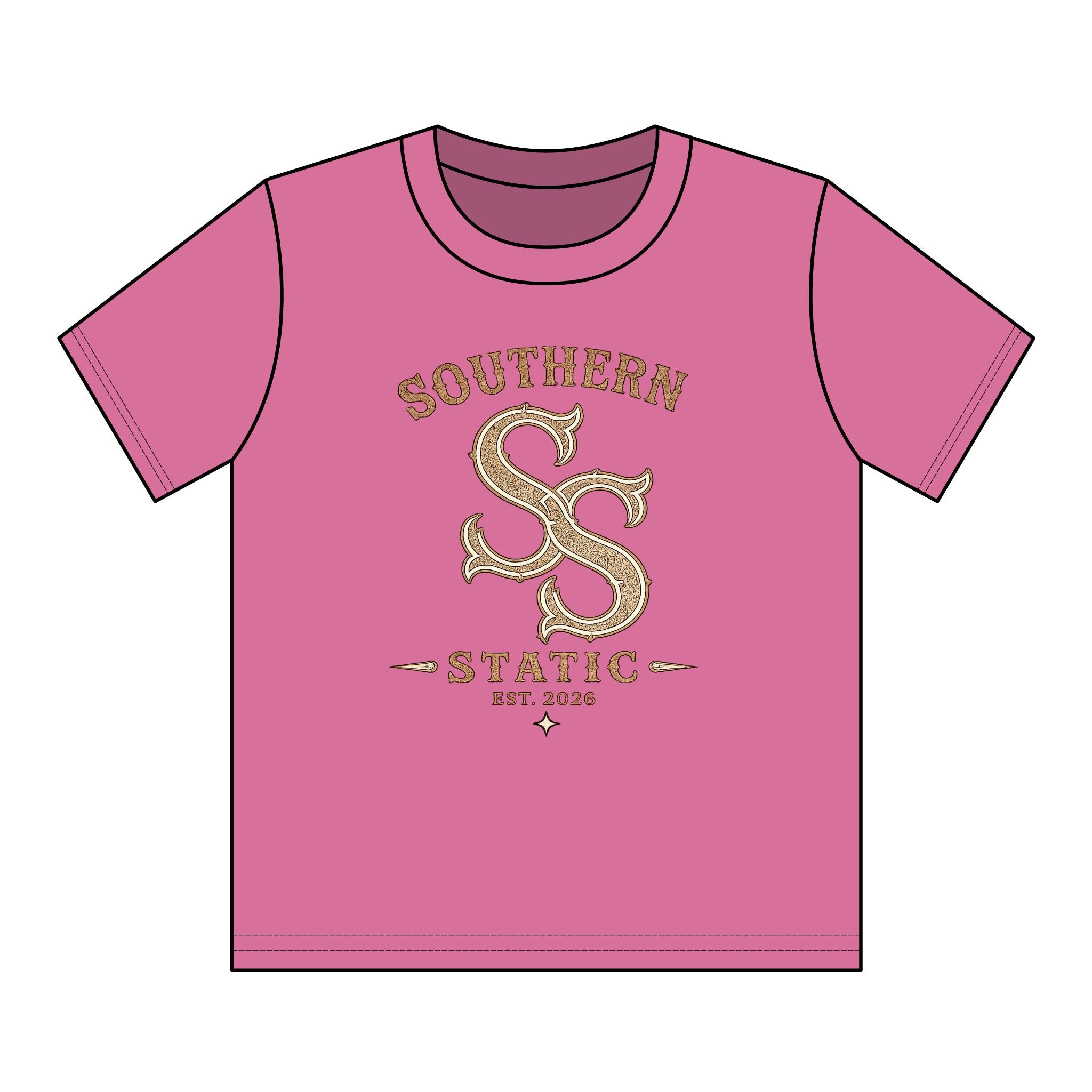 Southern Static Youth T‑Shirt – Pink Floral SS Logo Tee