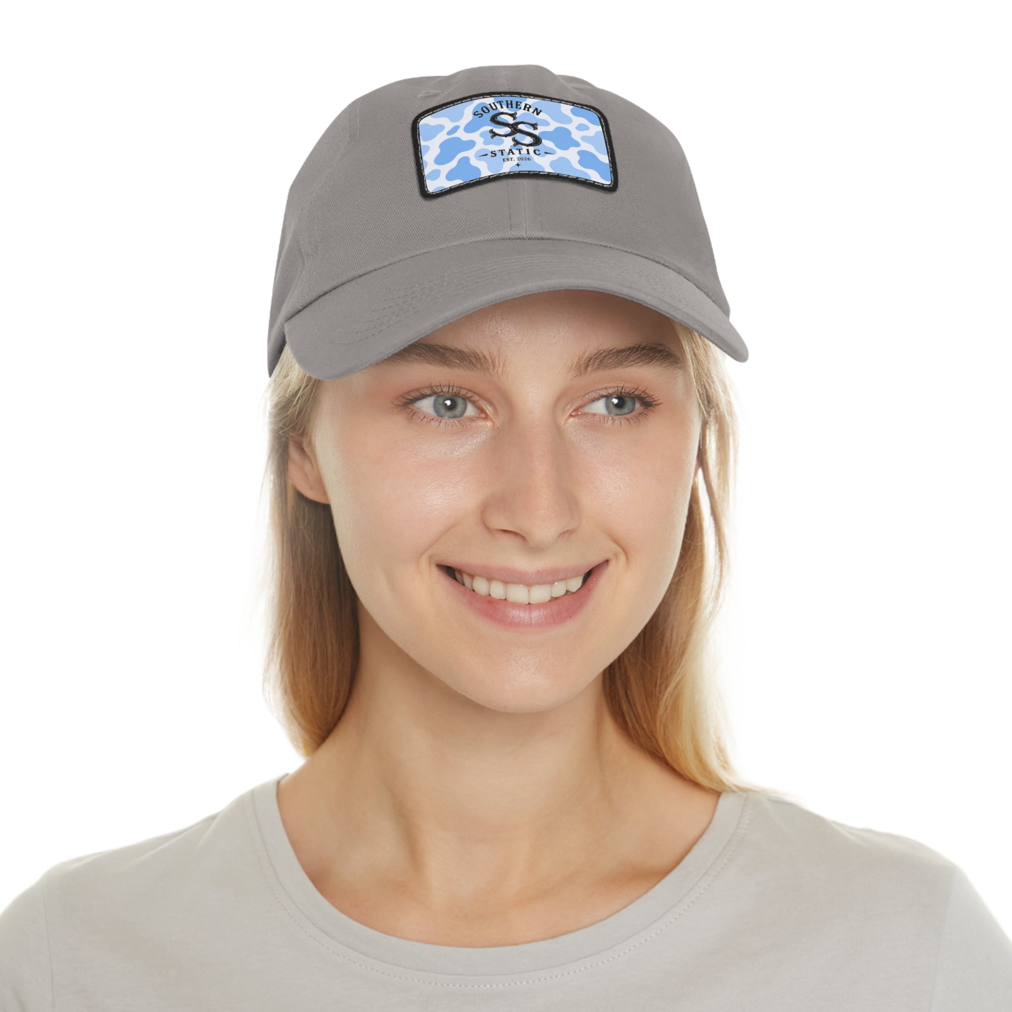 Southern Static Blue Camo Leather Patch Dad Hat