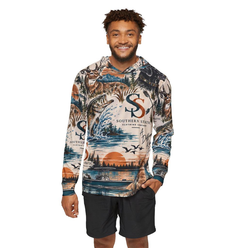 Fishing & Outdoors Hoodie — Southern Static All-Over Print Warmup Pullover