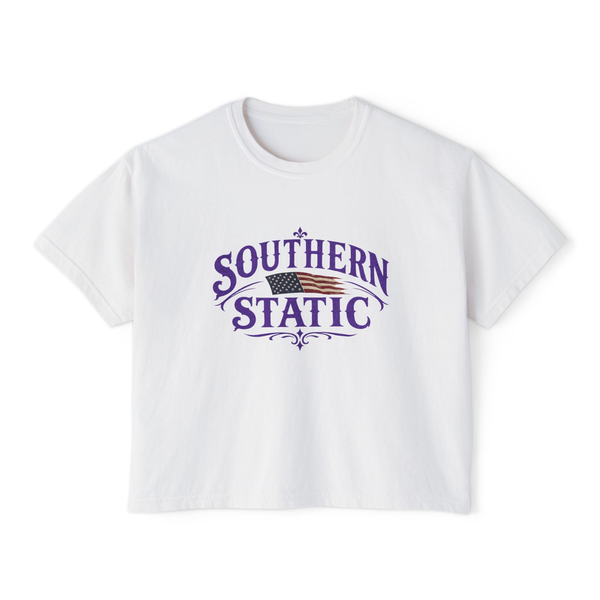 Southern Static Women's Boxy Tee — Vintage Southern Logo Crop Top