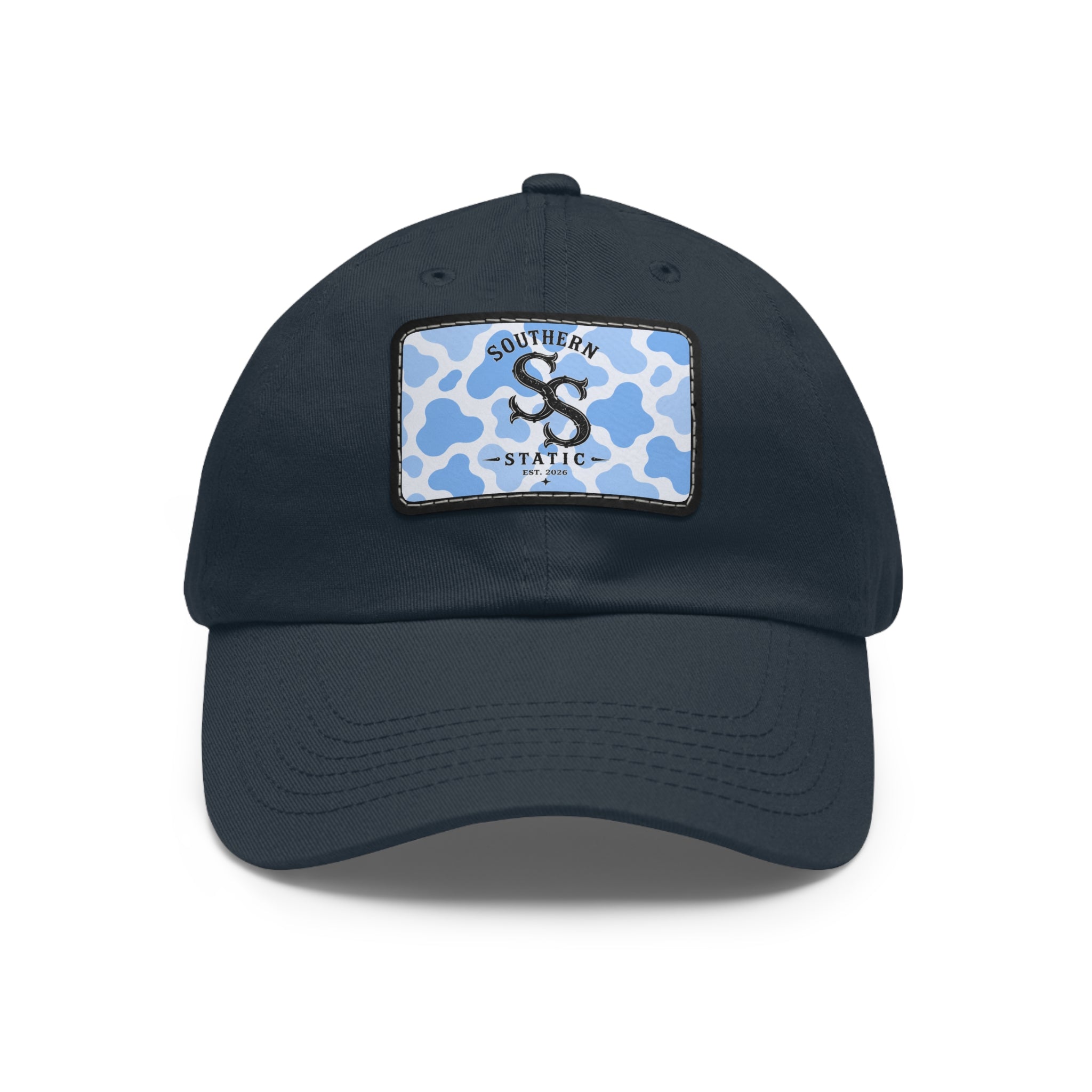 Southern Static Blue Camo Leather Patch Dad Hat